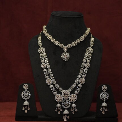 Combo American Diamond set with light pink stones